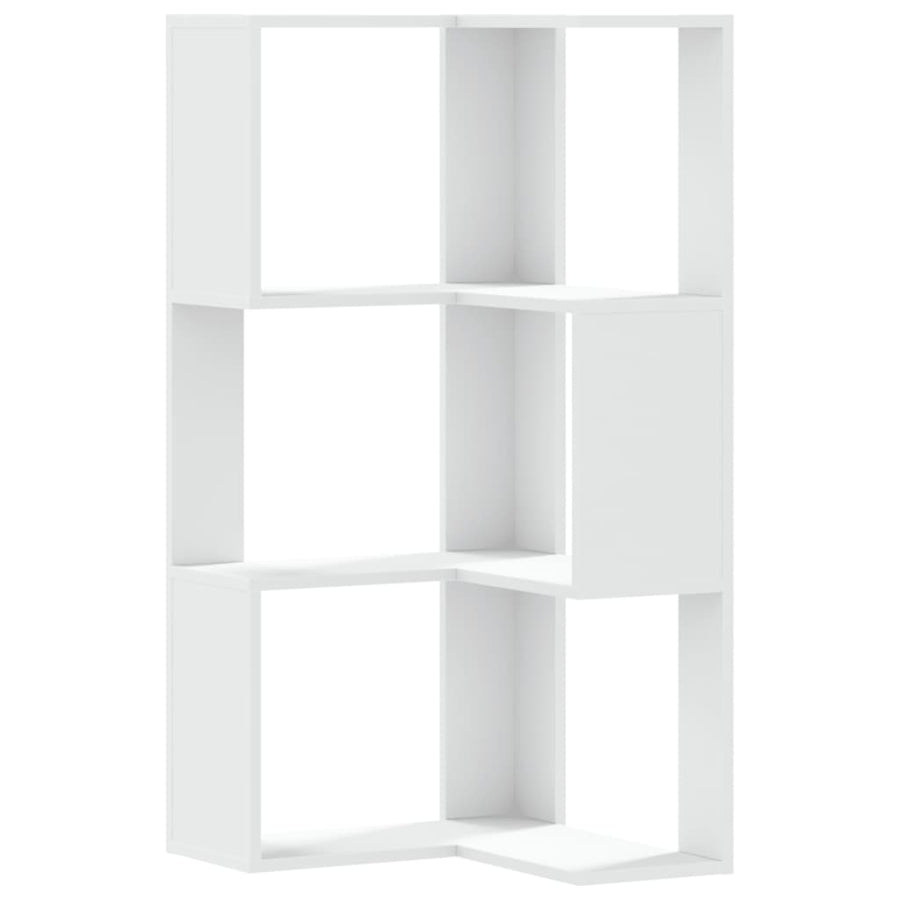 Hoekboekenkast 3-laags 50x50x102 cm bewerkt hout wit