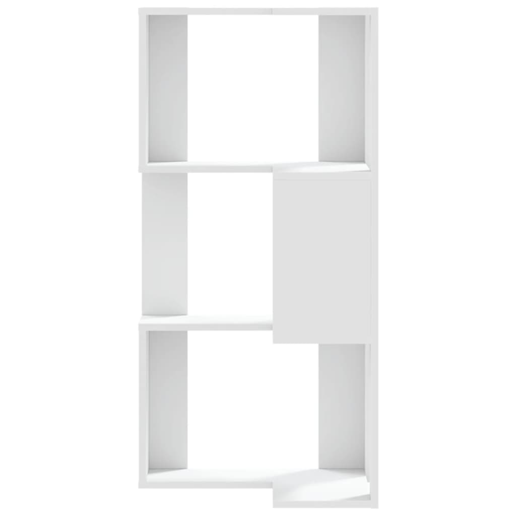 Hoekboekenkast 3-laags 50x50x102 cm bewerkt hout wit