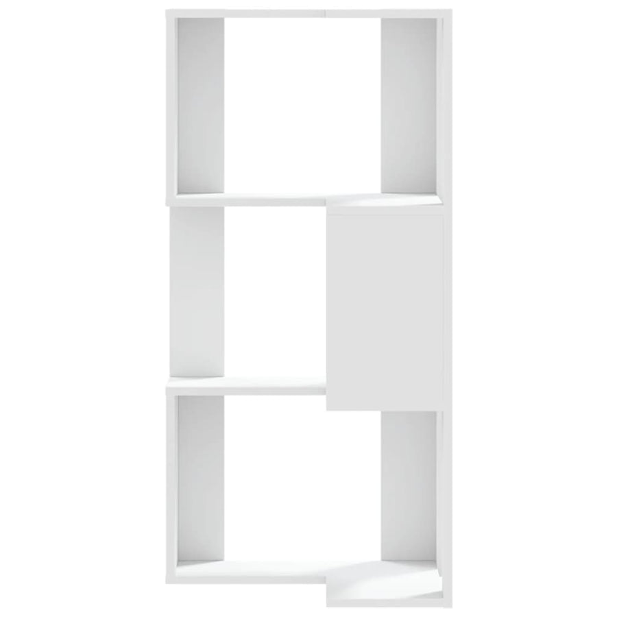 Hoekboekenkast 3-laags 50x50x102 cm bewerkt hout wit