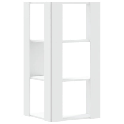 Hoekboekenkast 3-laags 50x50x102 cm bewerkt hout wit