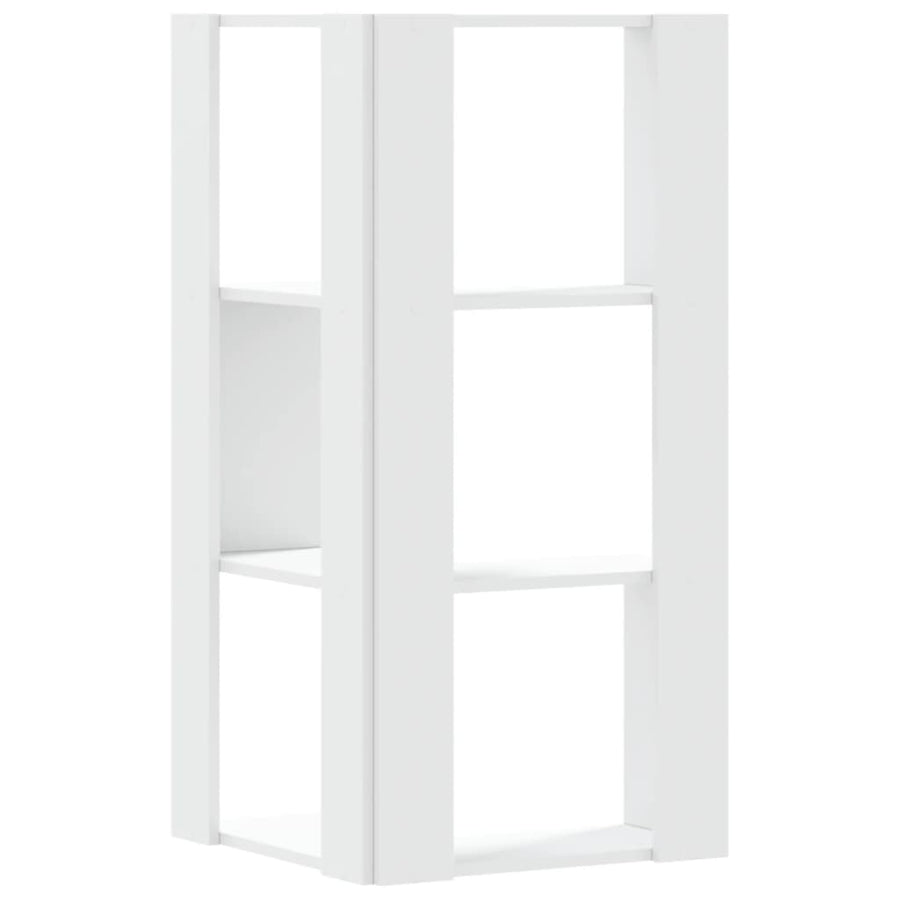 Hoekboekenkast 3-laags 50x50x102 cm bewerkt hout wit
