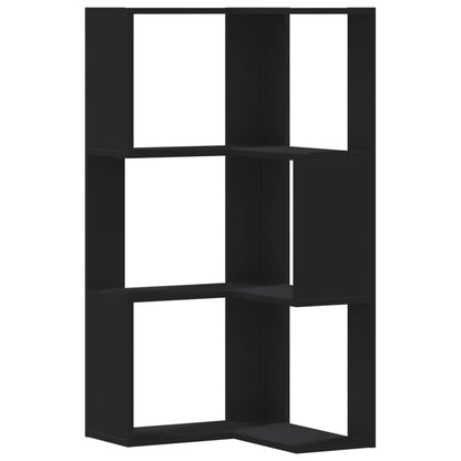 Hoekboekenkast 3-laags 50x50x102 cm bewerkt hout zwart