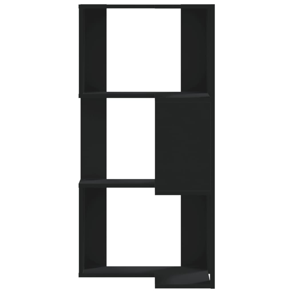 Hoekboekenkast 3-laags 50x50x102 cm bewerkt hout zwart