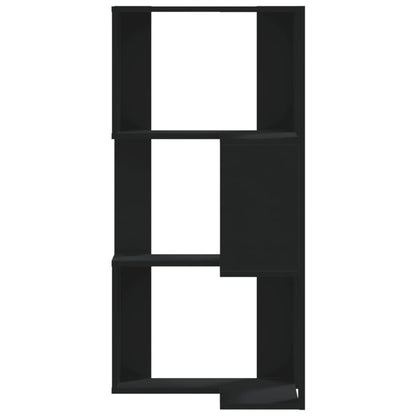 Hoekboekenkast 3-laags 50x50x102 cm bewerkt hout zwart