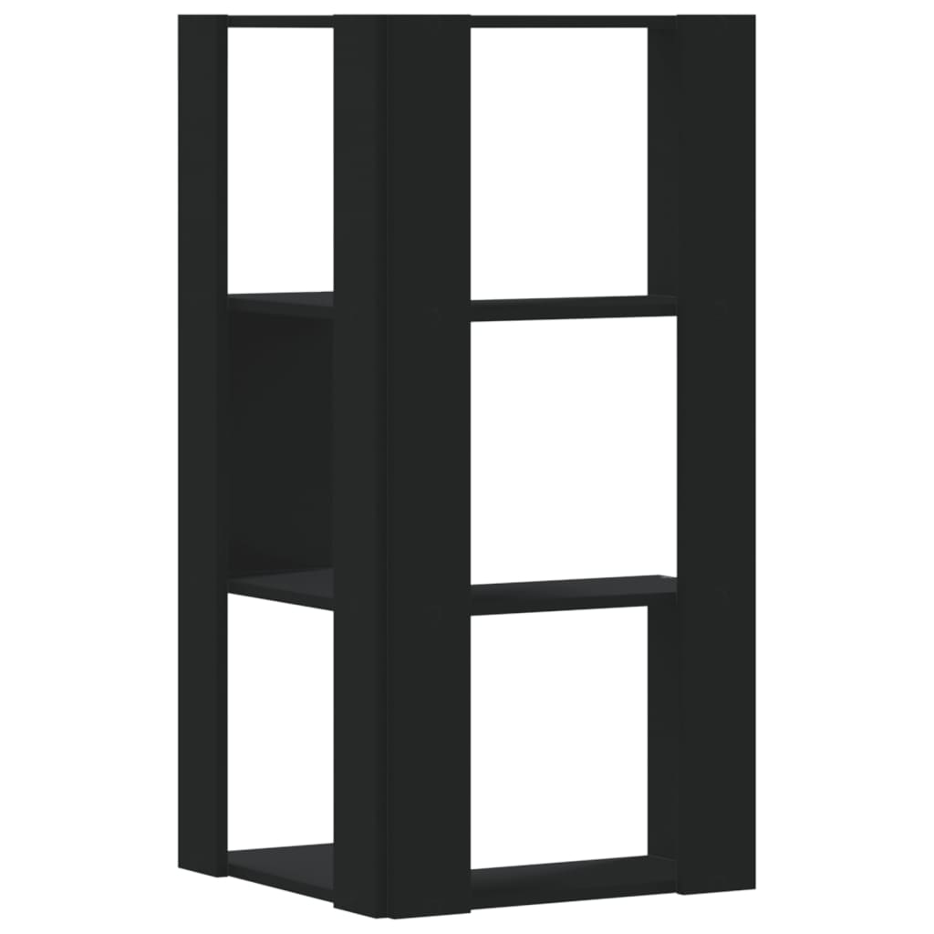 Hoekboekenkast 3-laags 50x50x102 cm bewerkt hout zwart