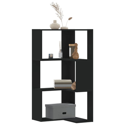 Hoekboekenkast 3-laags 50x50x102 cm bewerkt hout zwart