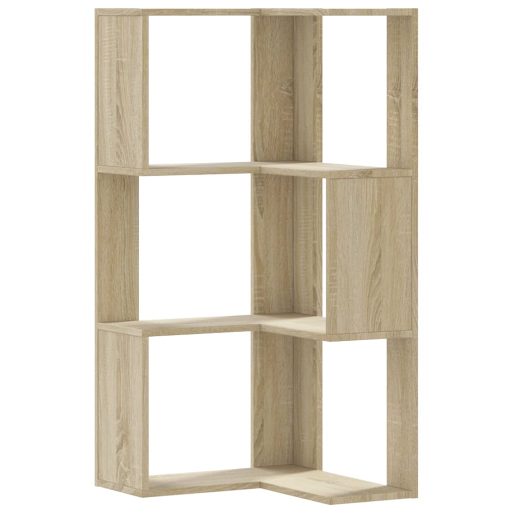 Hoekboekenkast 3-laags 50x50x102 cm bewerkt hout sonoma eiken