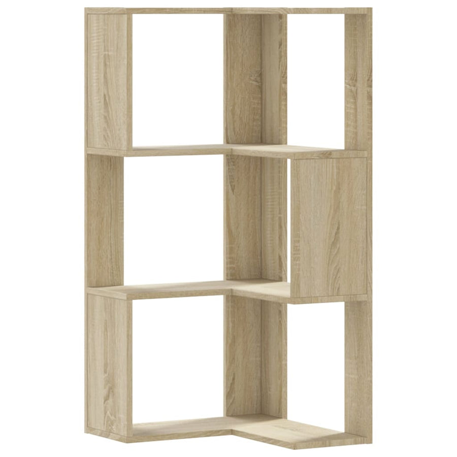 Hoekboekenkast 3-laags 50x50x102 cm bewerkt hout sonoma eiken