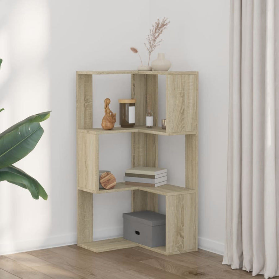 Hoekboekenkast 3-laags 50x50x102 cm bewerkt hout sonoma eiken
