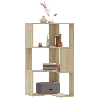 Hoekboekenkast 3-laags 50x50x102 cm bewerkt hout sonoma eiken