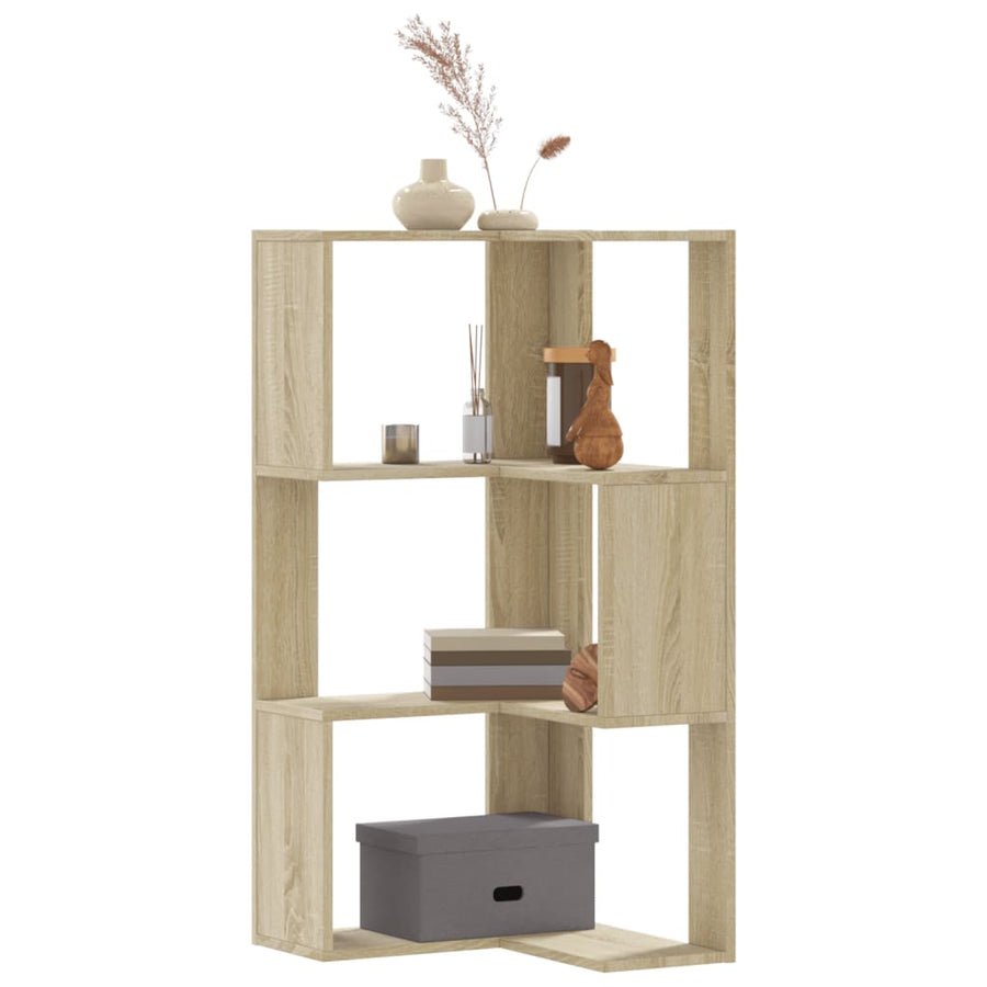 Hoekboekenkast 3-laags 50x50x102 cm bewerkt hout sonoma eiken