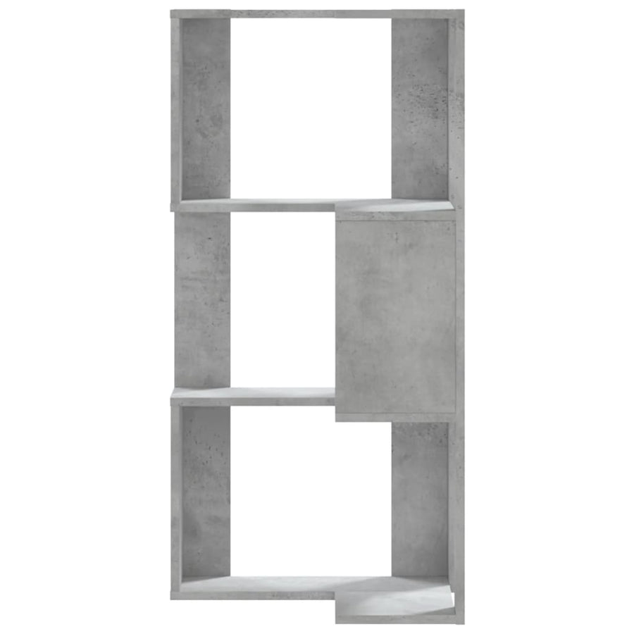 Hoekboekenkast 3-laags 50x50x102 cm bewerkt hout betongrijs