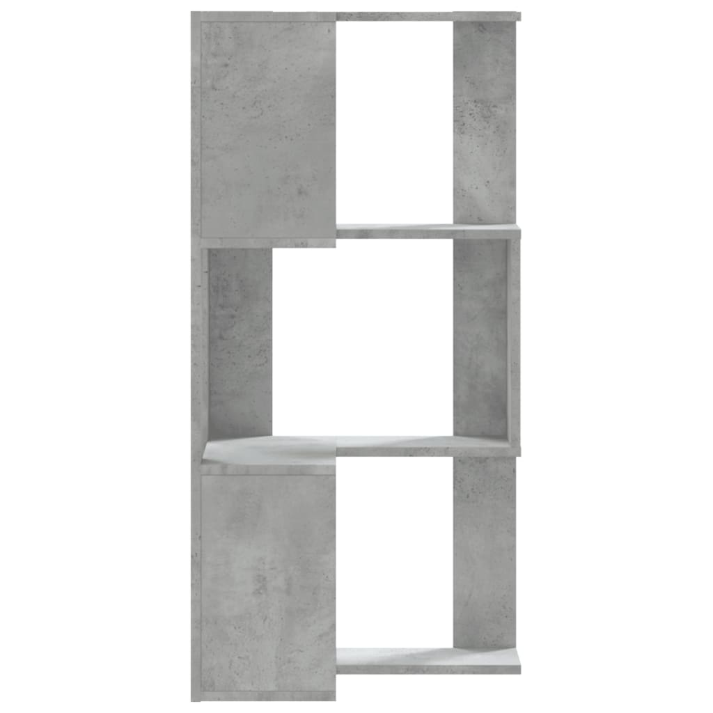 Hoekboekenkast 3-laags 50x50x102 cm bewerkt hout betongrijs