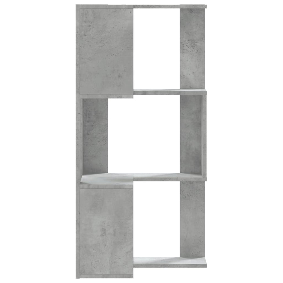 Hoekboekenkast 3-laags 50x50x102 cm bewerkt hout betongrijs