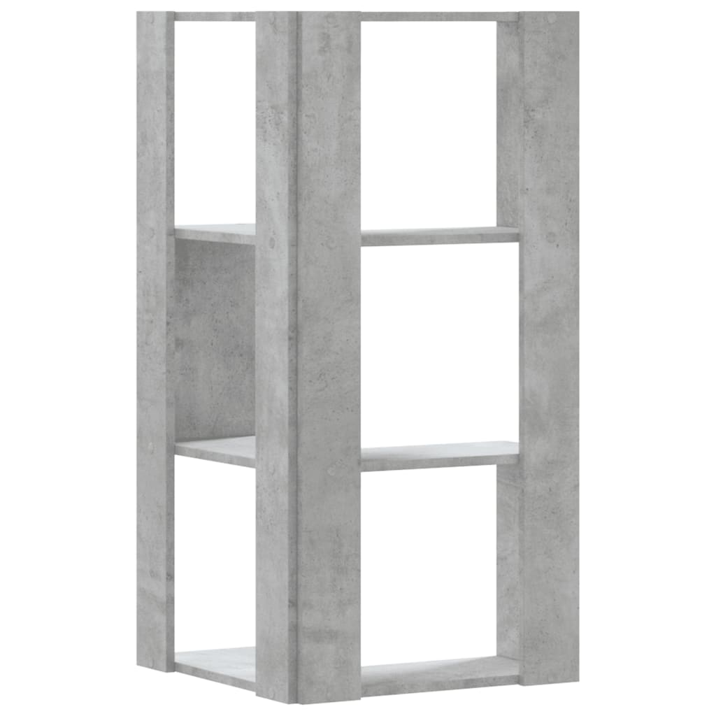 Hoekboekenkast 3-laags 50x50x102 cm bewerkt hout betongrijs