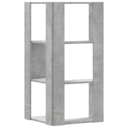 Hoekboekenkast 3-laags 50x50x102 cm bewerkt hout betongrijs