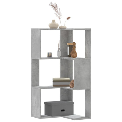 Hoekboekenkast 3-laags 50x50x102 cm bewerkt hout betongrijs