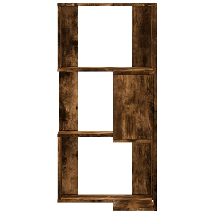 Hoekboekenkast 3-laags 50x50x102 cm bewerkt hout gerookt eiken