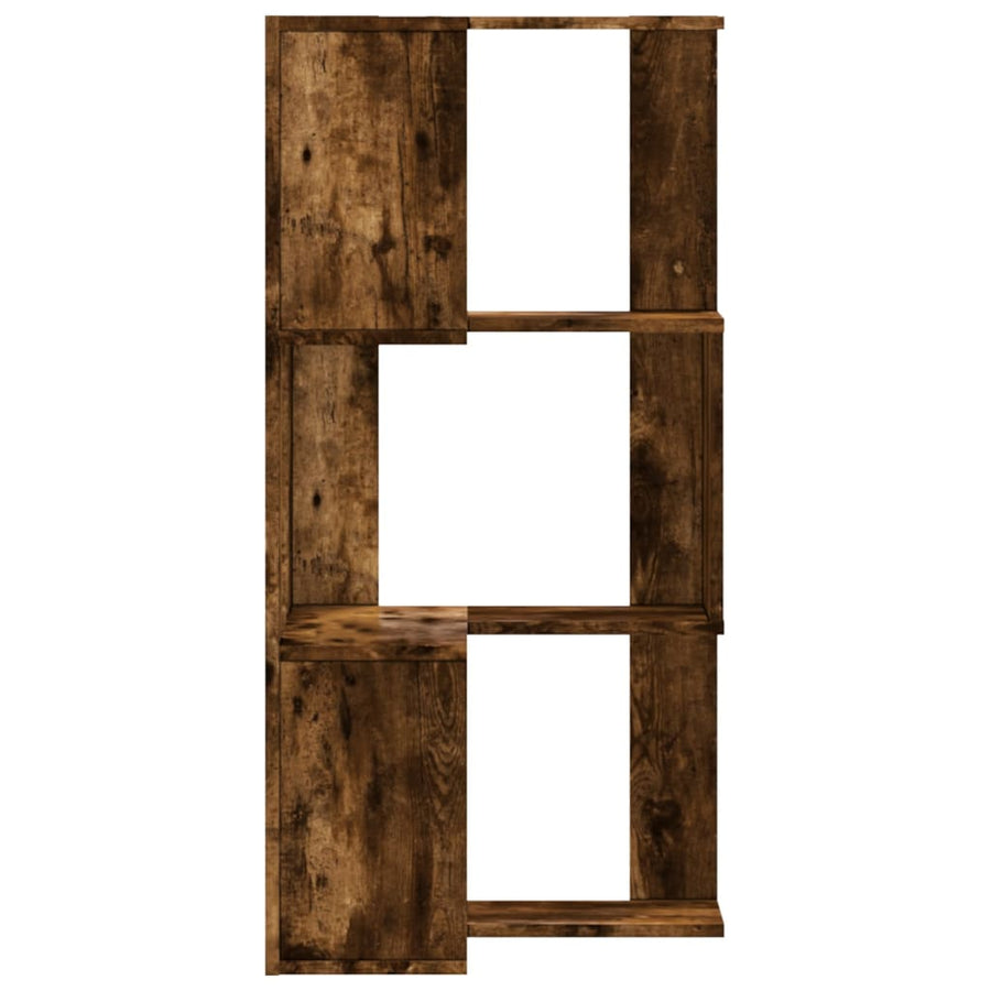 Hoekboekenkast 3-laags 50x50x102 cm bewerkt hout gerookt eiken