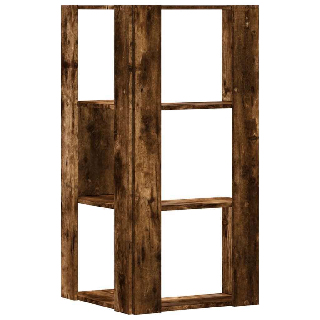 Hoekboekenkast 3-laags 50x50x102 cm bewerkt hout gerookt eiken