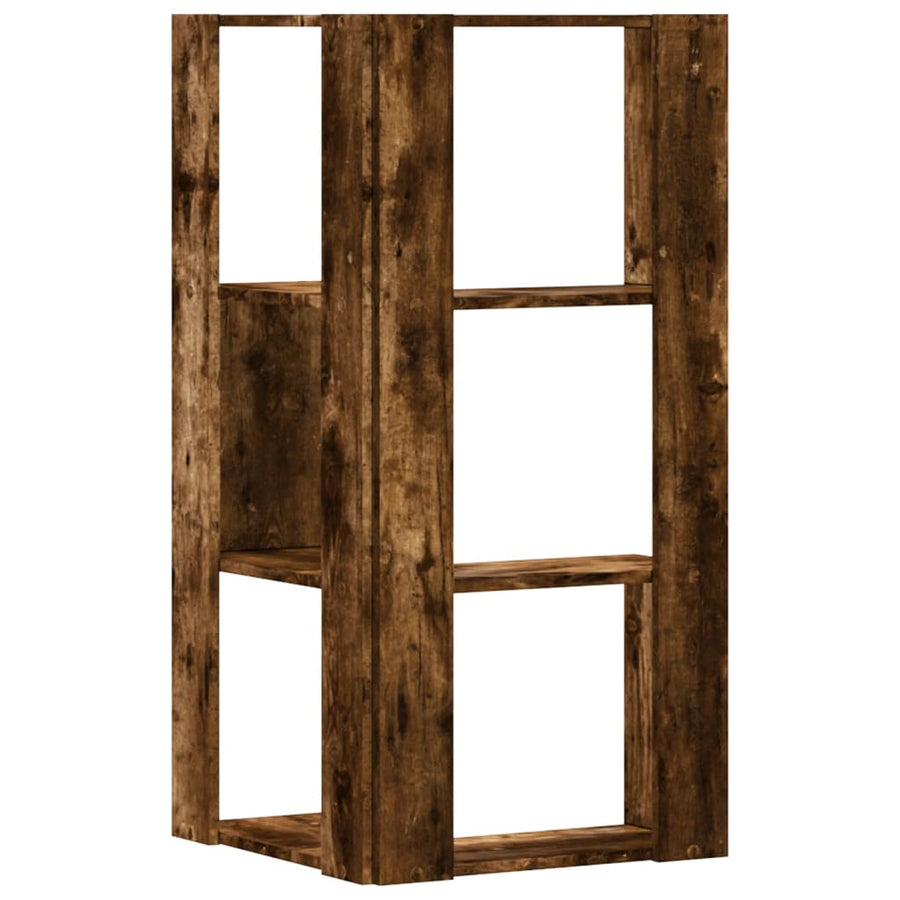 Hoekboekenkast 3-laags 50x50x102 cm bewerkt hout gerookt eiken