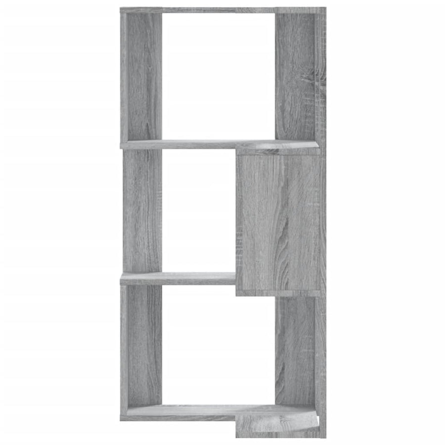 Hoekboekenkast 3-laags 50x50x102 cm bewerkt hout grijs sonoma