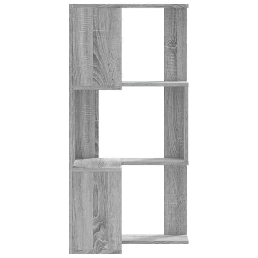 Hoekboekenkast 3-laags 50x50x102 cm bewerkt hout grijs sonoma