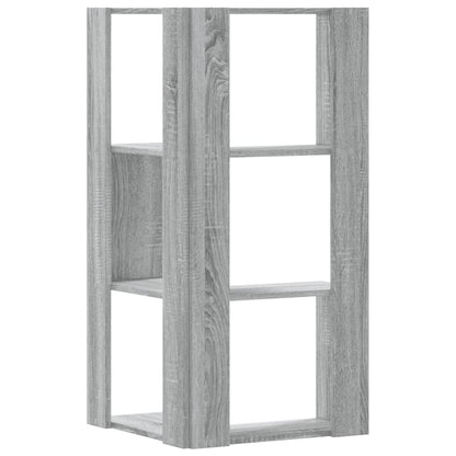 Hoekboekenkast 3-laags 50x50x102 cm bewerkt hout grijs sonoma