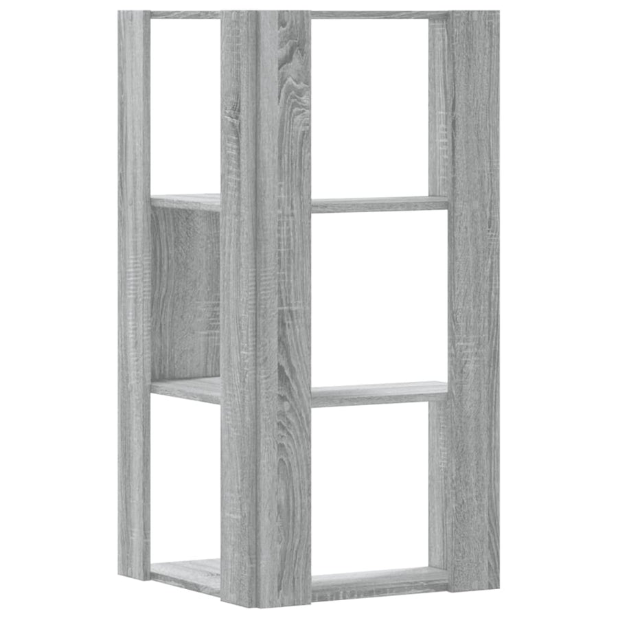 Hoekboekenkast 3-laags 50x50x102 cm bewerkt hout grijs sonoma