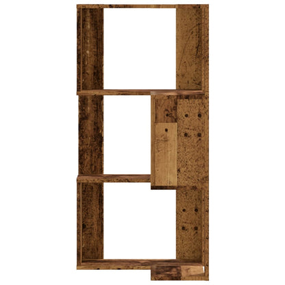 Hoekboekenkast 3-laags 50x50x102 cm bewerkt hout oud houtkleur