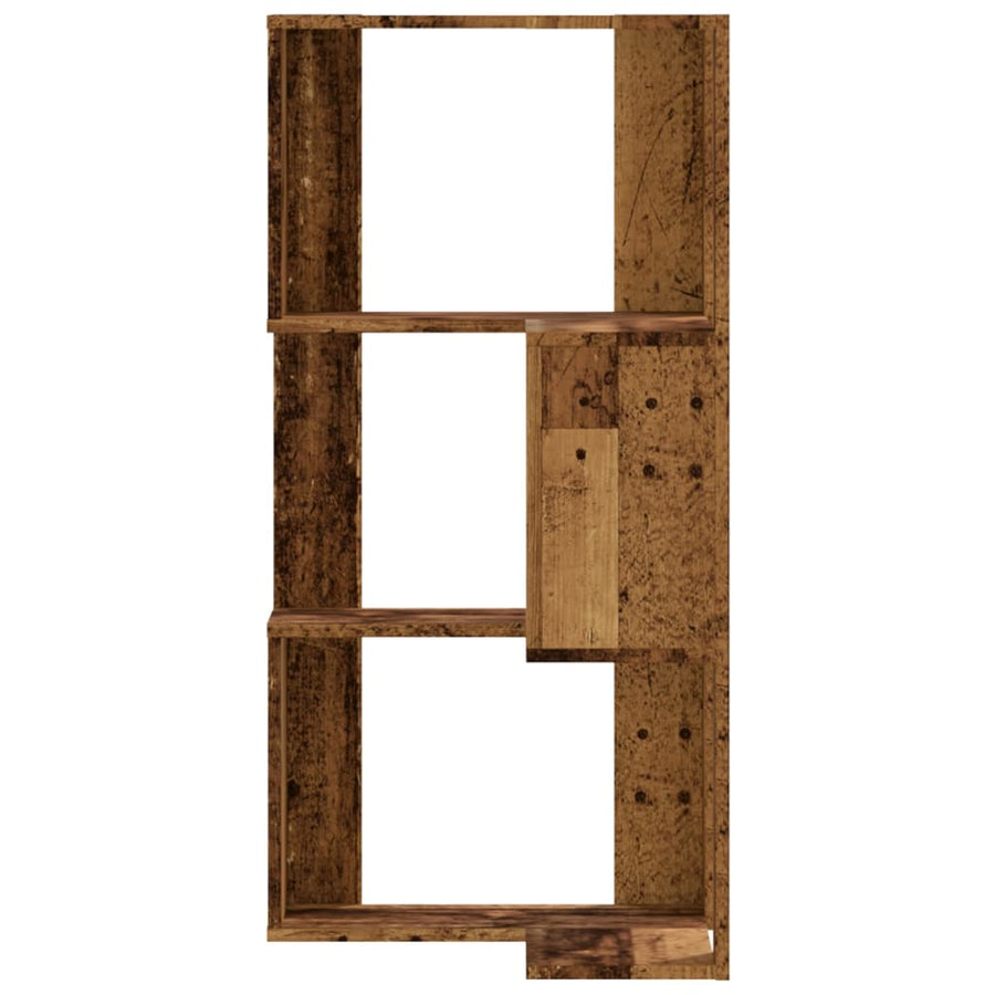Hoekboekenkast 3-laags 50x50x102 cm bewerkt hout oud houtkleur