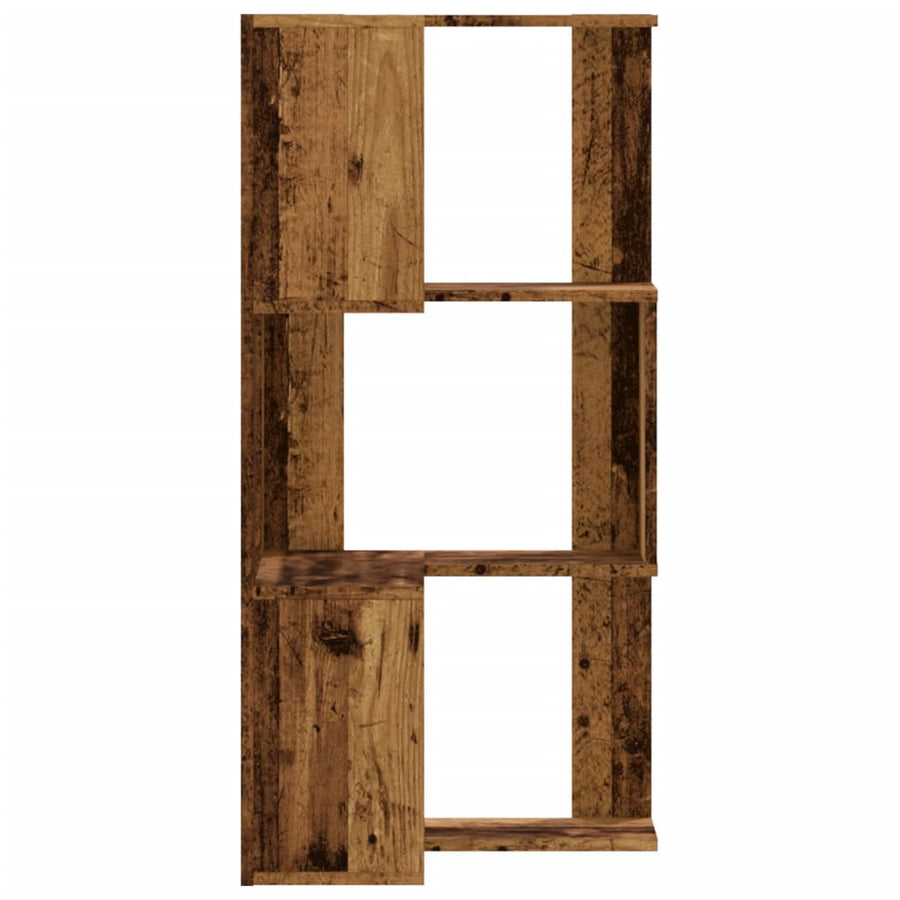 Hoekboekenkast 3-laags 50x50x102 cm bewerkt hout oud houtkleur