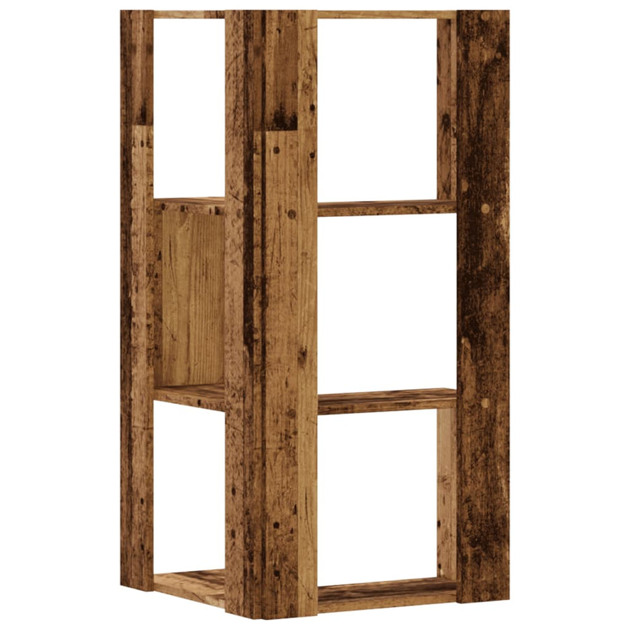 Hoekboekenkast 3-laags 50x50x102 cm bewerkt hout oud houtkleur