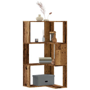 Boekenkast hoek 50x50x102 cm bewerkt hout oud houtkleur