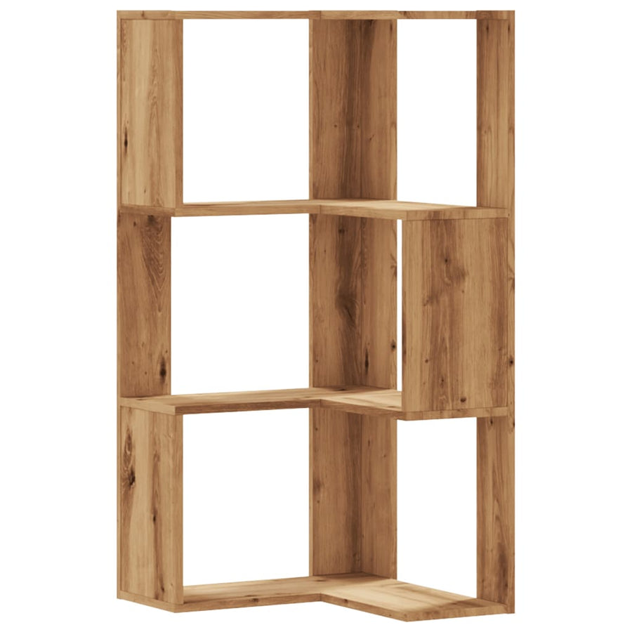 Hoekboekenkast 3-laags 50x50x102 cm hout artisanaal eikenkleur