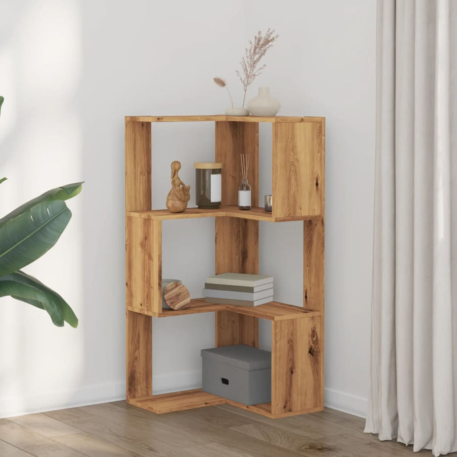 Hoekboekenkast 3-laags 50x50x102 cm hout artisanaal eikenkleur