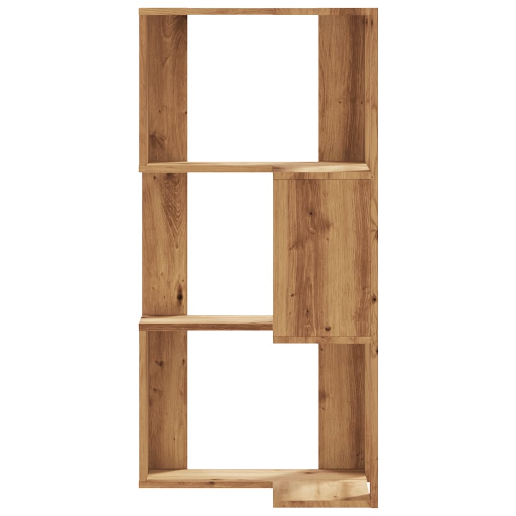 Hoekboekenkast 3-laags 50x50x102 cm hout artisanaal eikenkleur