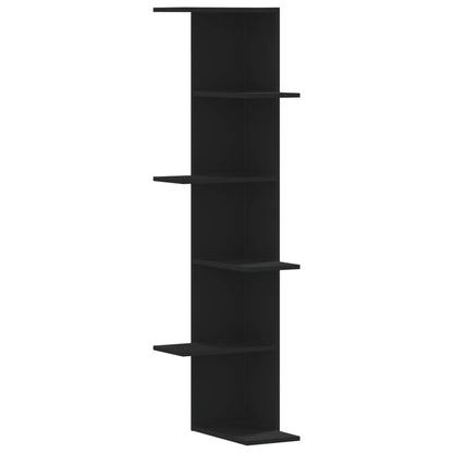 Hoekwandschap 36,5x36,5x140 cm bewerkt hout zwart