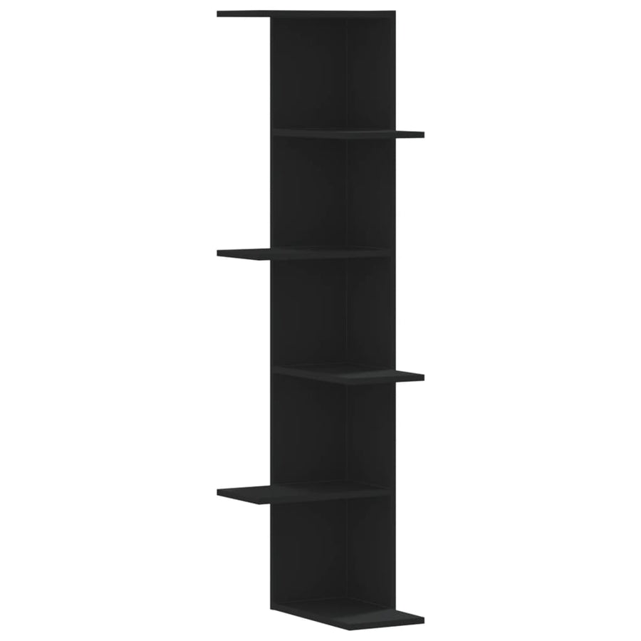 Hoekwandschap 36,5x36,5x140 cm bewerkt hout zwart