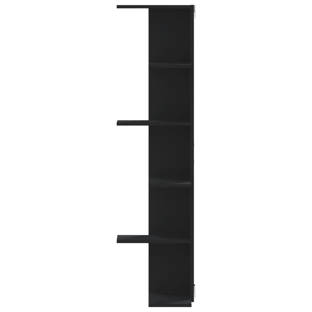 Hoekwandschap 36,5x36,5x140 cm bewerkt hout zwart