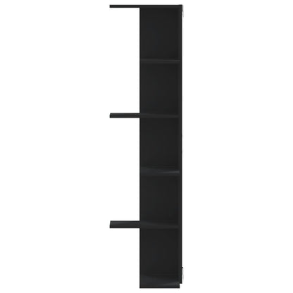 Hoekwandschap 36,5x36,5x140 cm bewerkt hout zwart