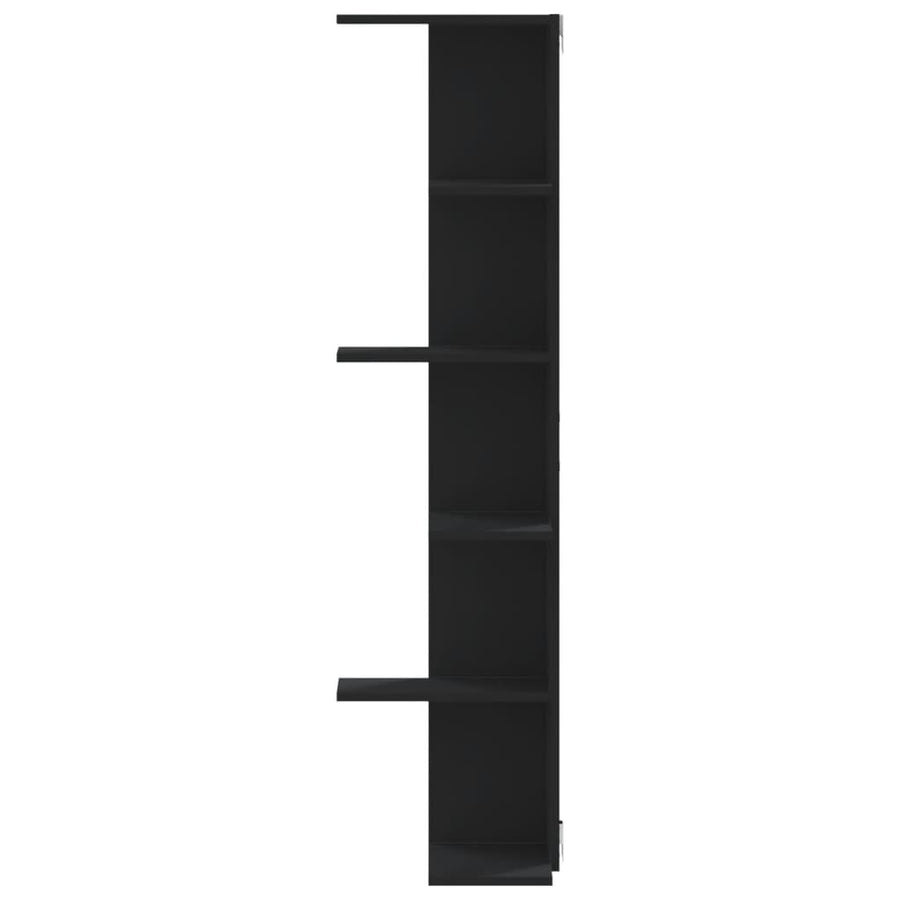 Hoekwandschap 36,5x36,5x140 cm bewerkt hout zwart