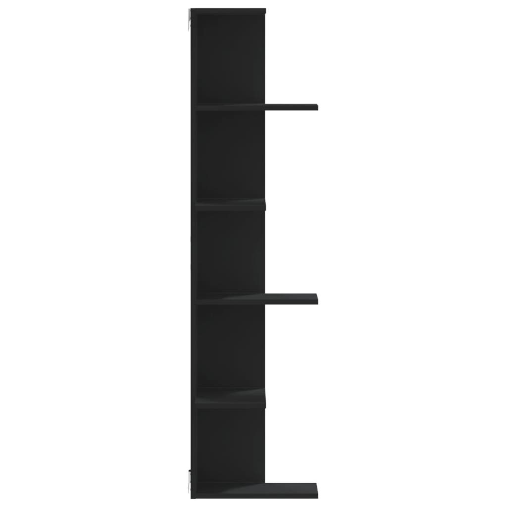 Hoekwandschap 36,5x36,5x140 cm bewerkt hout zwart
