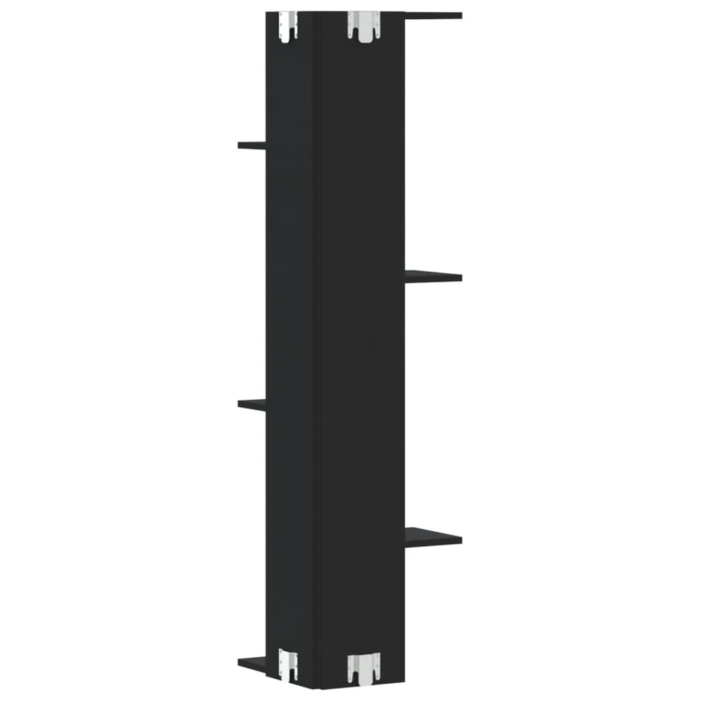 Hoekwandschap 36,5x36,5x140 cm bewerkt hout zwart