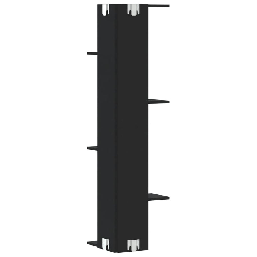 Hoekwandschap 36,5x36,5x140 cm bewerkt hout zwart