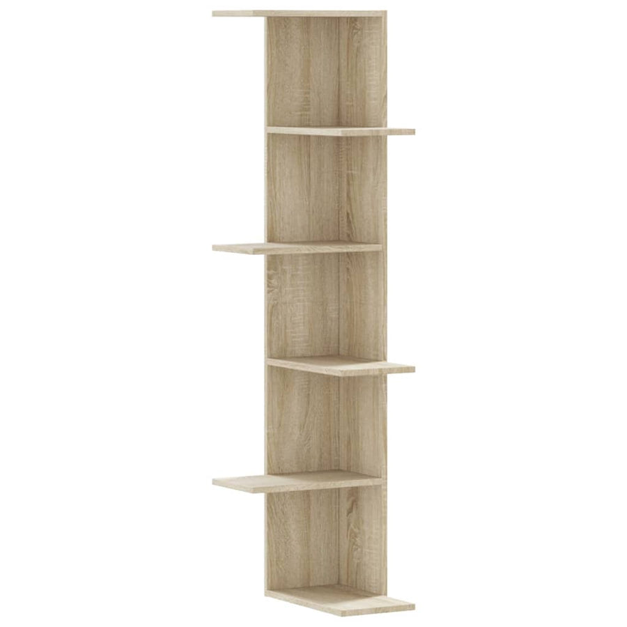 Hoekwandschap 36,5x36,5x140 cm bewerkt hout sonoma eikenkleurig