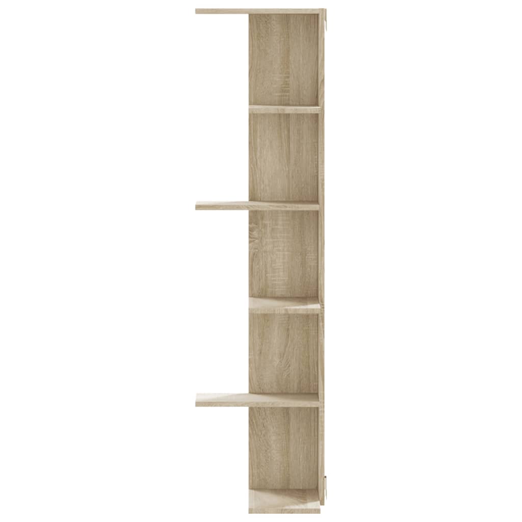 Hoekwandschap 36,5x36,5x140 cm bewerkt hout sonoma eikenkleurig