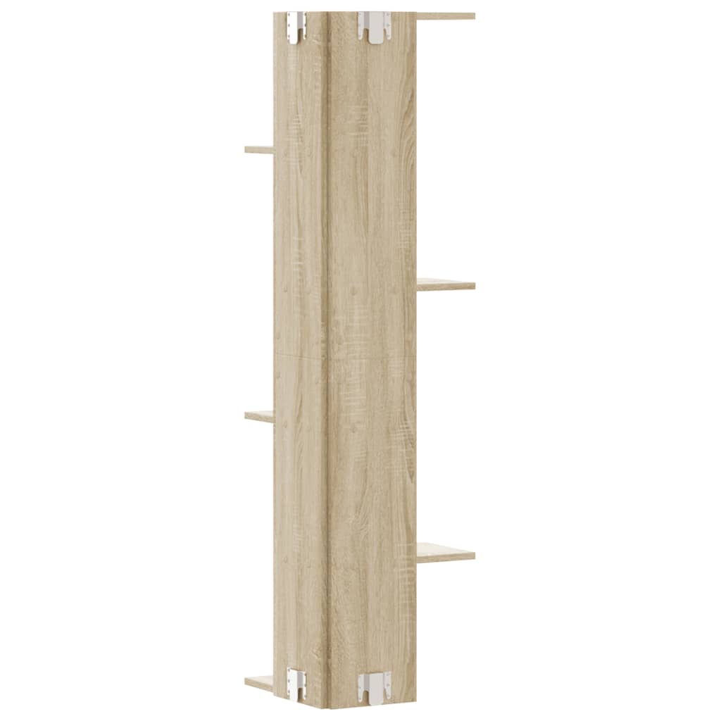 Hoekwandschap 36,5x36,5x140 cm bewerkt hout sonoma eikenkleurig