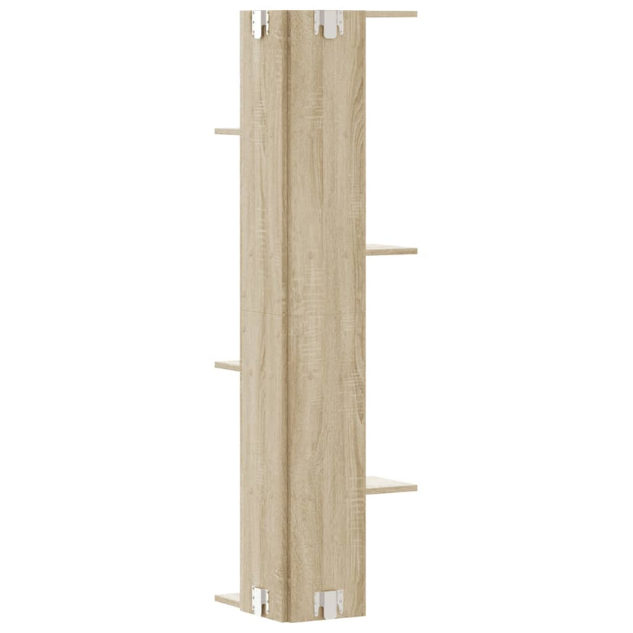 Hoekwandschap 36,5x36,5x140 cm bewerkt hout sonoma eikenkleurig
