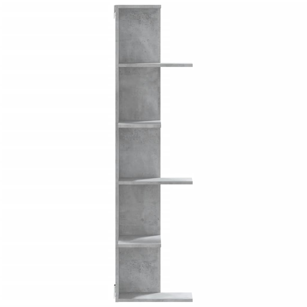 Hoekwandschap 36,5x36,5x140 cm bewerkt hout betongrijs